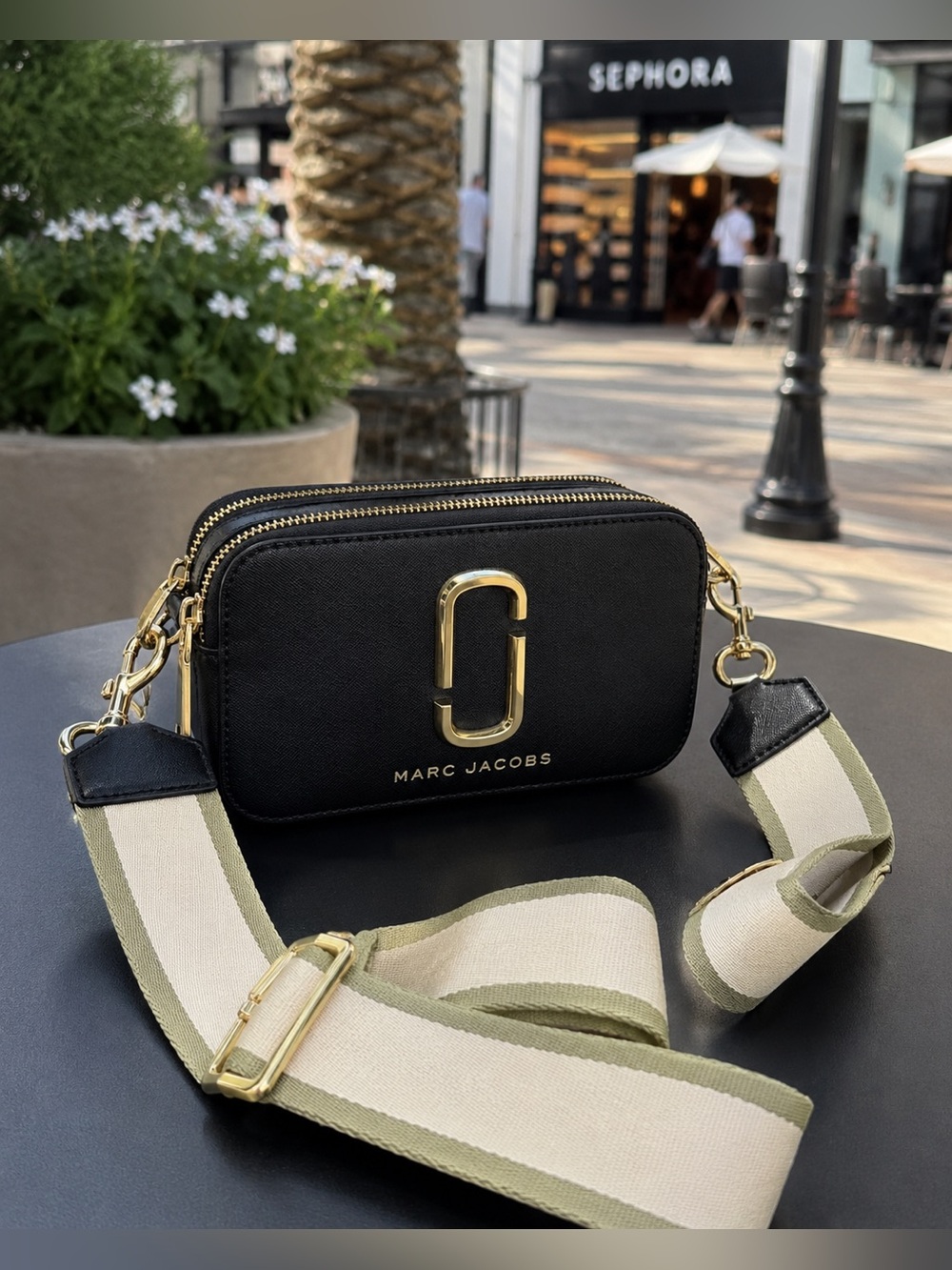 Stylish Tan and Beige Bag Strap | Gold Toned Hardware | STRAP ONLY